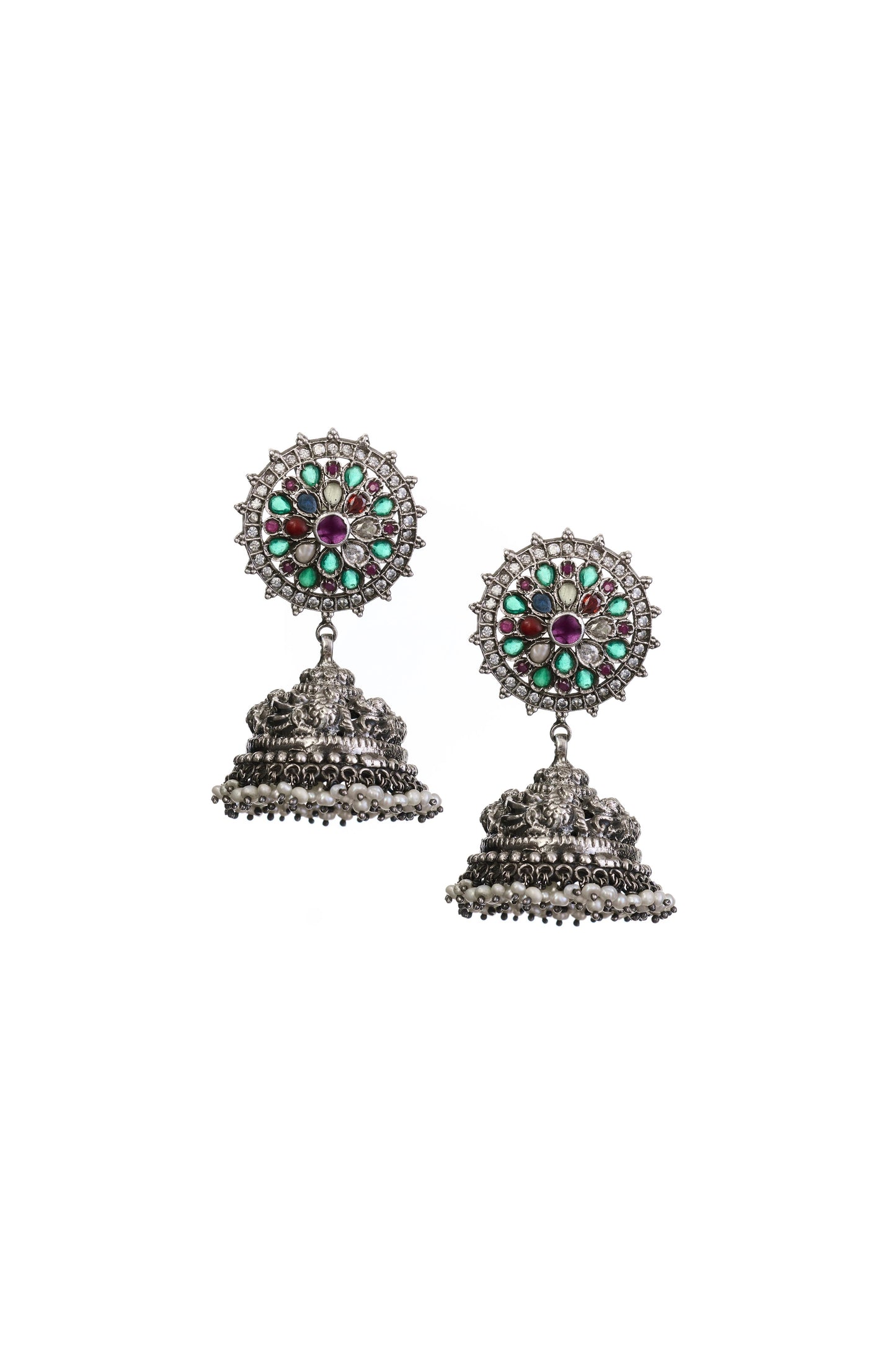 Temple navratan jhumka