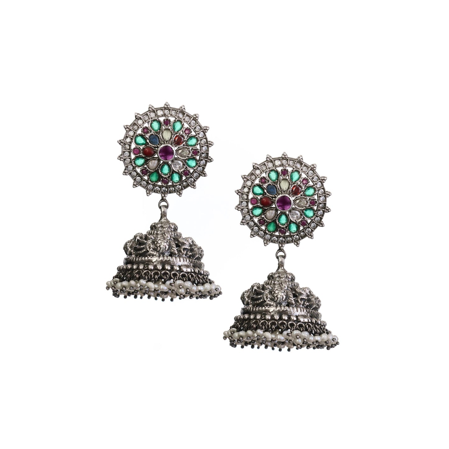 Temple navratan jhumka