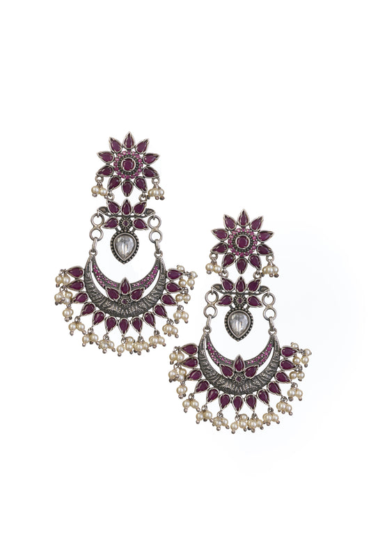 Rodolite chandelier earring